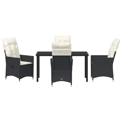 Trädgårdsmöbelset med kudde 5 pcs Svart konstrotting