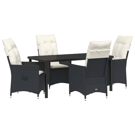 Trädgårdsmöbelset med kudde 5 pcs Svart konstrotting