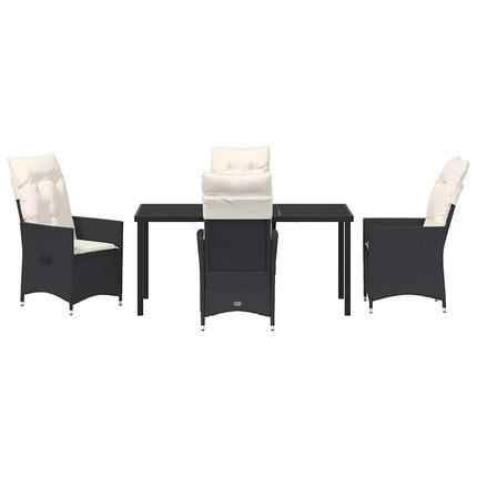 Trädgårdsmöbelset med kudde 5 pcs Svart konstrotting