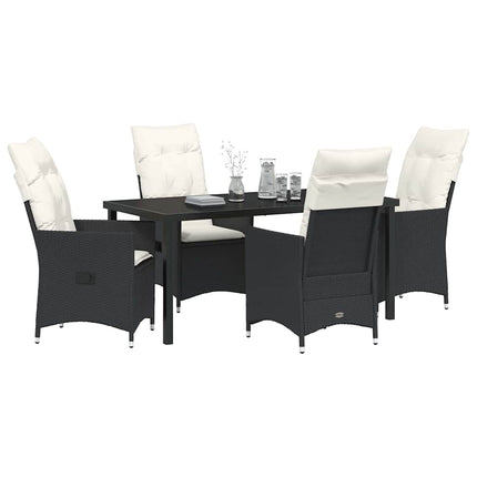 Trädgårdsmöbelset med kudde 5 pcs Svart konstrotting