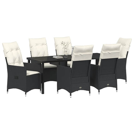 Trädgårdsmöbelset med kudde 7 pcs Svart konstrotting
