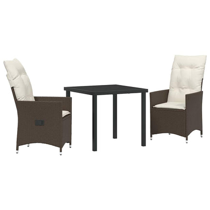 Trädgårdsmöbelset med kudde 3 pcs Brun konstrotting