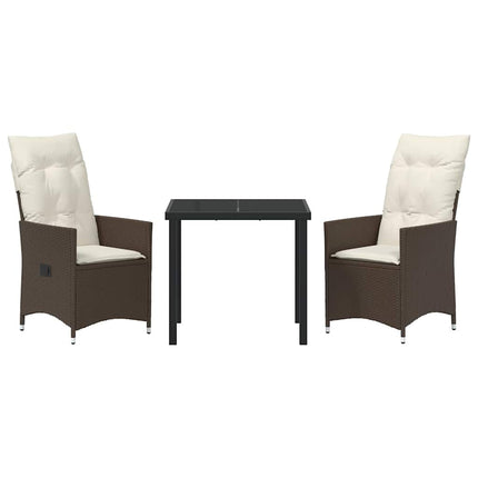 Trädgårdsmöbelset med kudde 3 pcs Brun konstrotting