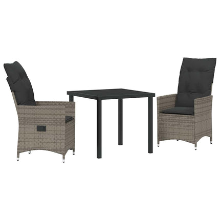 Trädgårdsmöbelset med kudde 3 pcs Grå konstrotting