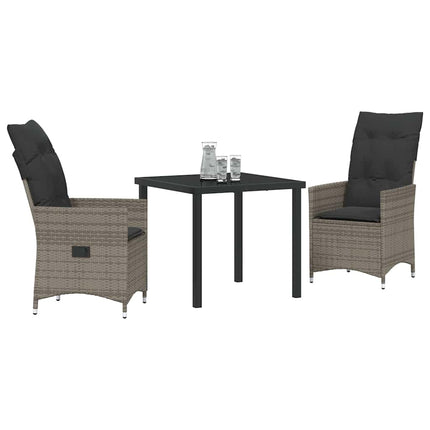 Trädgårdsmöbelset med kudde 3 pcs Grå konstrotting