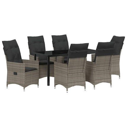 Trädgårdsmöbelset med kudde 7 pcs Grå konstrotting