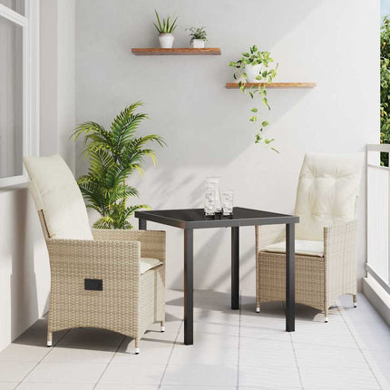 Trädgårdsmöbelset med kudde 3 pcs Beige konstrotting