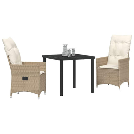 Trädgårdsmöbelset med kudde 3 pcs Beige konstrotting
