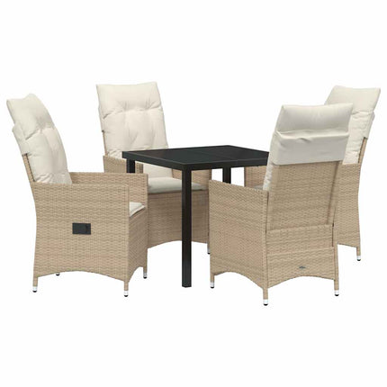 Trädgårdsmöbelset med kudde 5 pcs Beige konstrotting