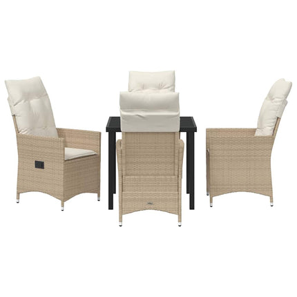 Trädgårdsmöbelset med kudde 5 pcs Beige konstrotting