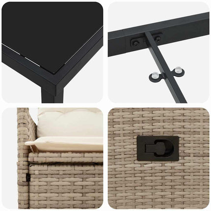 Trädgårdsmöbelset med kudde 5 pcs Beige konstrotting