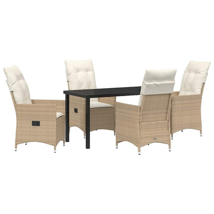 Trädgårdsmöbelset med kudde 5 pcs Beige konstrotting