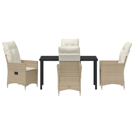 Trädgårdsmöbelset med kudde 5 pcs Beige konstrotting