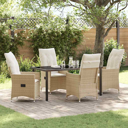 Trädgårdsmöbelset med kudde 5 pcs Beige konstrotting