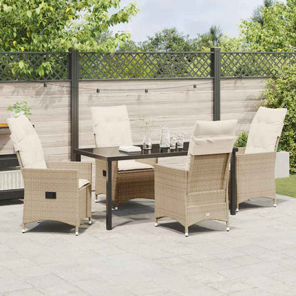 Trädgårdsmöbelset med kudde 5 pcs Beige konstrotting
