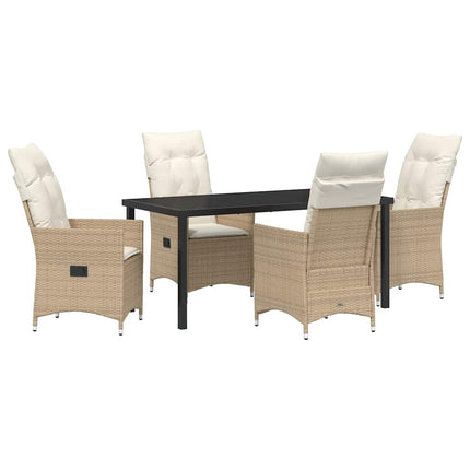 Trädgårdsmöbelset med kudde 5 pcs Beige konstrotting
