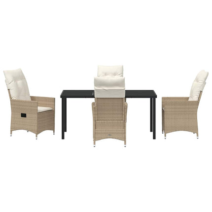 Trädgårdsmöbelset med kudde 5 pcs Beige konstrotting
