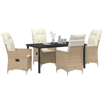Trädgårdsmöbelset med kudde 5 pcs Beige konstrotting