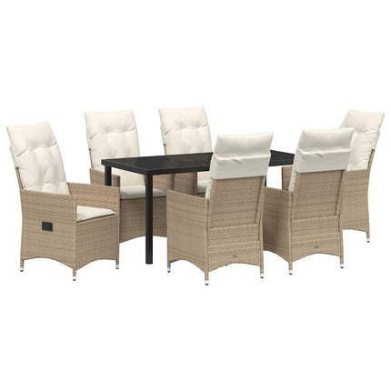 Trädgårdsmöbelset med kudde 7 pcs Beige konstrotting