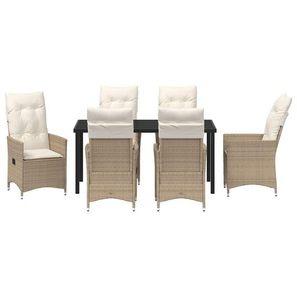 Trädgårdsmöbelset med kudde 7 pcs Beige konstrotting