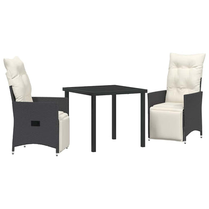 Trädgårdsmöbelset med kudde 3 pcs Svart konstrotting