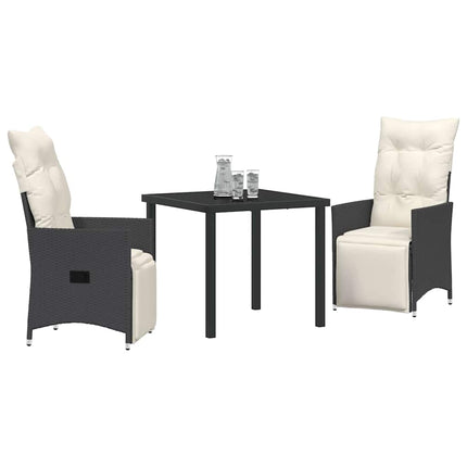 Trädgårdsmöbelset med kudde 3 pcs Svart konstrotting