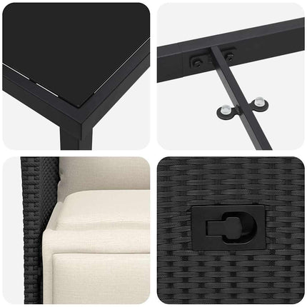 Trädgårdsmöbelset med kudde 5 pcs Svart konstrotting