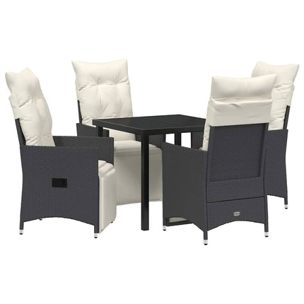 Trädgårdsmöbelset med kudde 5 pcs Svart konstrotting
