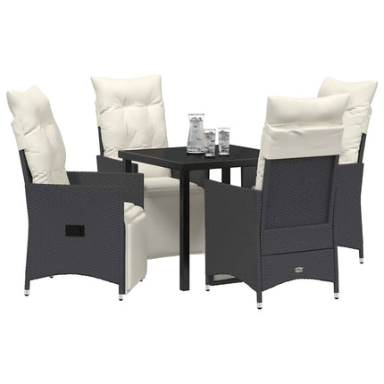 Trädgårdsmöbelset med kudde 5 pcs Svart konstrotting