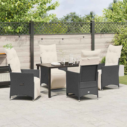 Trädgårdsmöbelset med kudde 5 pcs Svart konstrotting