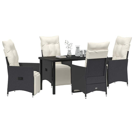 Trädgårdsmöbelset med kudde 5 pcs Svart konstrotting