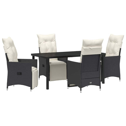 Trädgårdsmöbelset med kudde 5 pcs Svart konstrotting