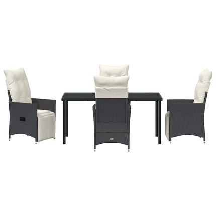 Trädgårdsmöbelset med kudde 5 pcs Svart konstrotting