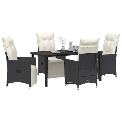 Trädgårdsmöbelset med kudde 5 pcs Svart konstrotting