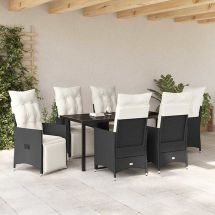 Trädgårdsmöbelset med kudde 7 pcs Svart konstrotting