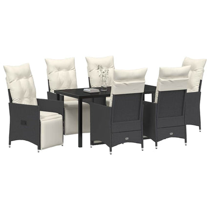 Trädgårdsmöbelset med kudde 7 pcs Svart konstrotting