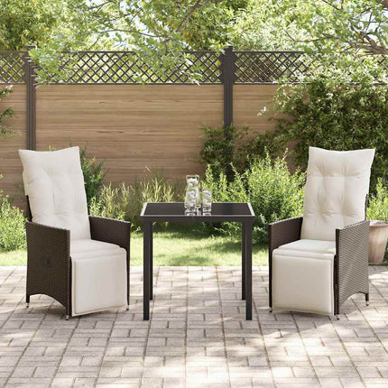 Trädgårdsmöbelset med kudde 3 pcs Brun konstrotting