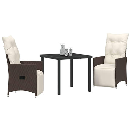 Trädgårdsmöbelset med kudde 3 pcs Brun konstrotting