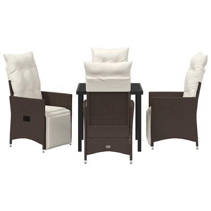 Trädgårdsmöbelset med kudde 5 pcs Brun konstrotting