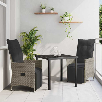 Trädgårdsmöbelset med kudde 3 pcs Grå konstrotting