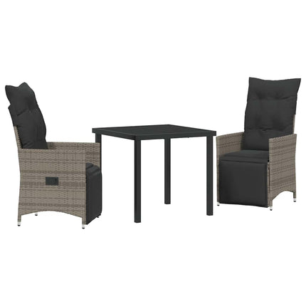 Trädgårdsmöbelset med kudde 3 pcs Grå konstrotting