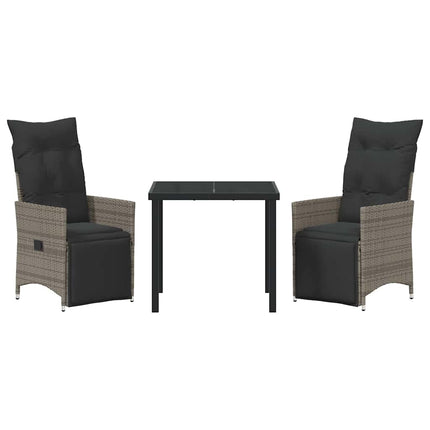 Trädgårdsmöbelset med kudde 3 pcs Grå konstrotting