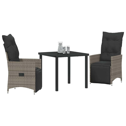 Trädgårdsmöbelset med kudde 3 pcs Grå konstrotting