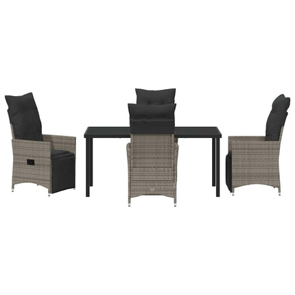 Trädgårdsmöbelset med kudde 5 pcs Grå konstrotting