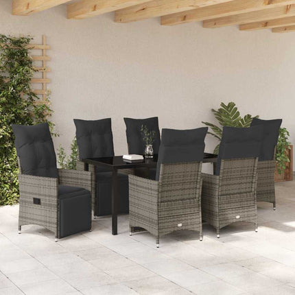 Trädgårdsmöbelset med kudde 7 pcs Grå konstrotting