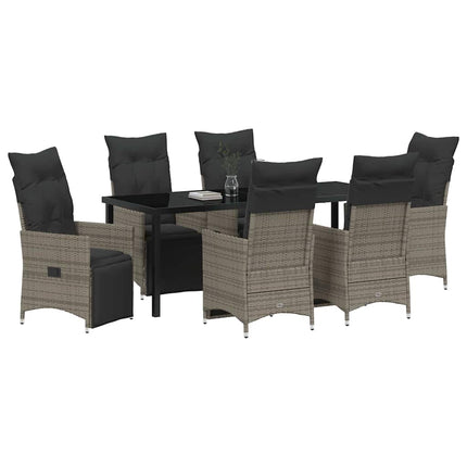 Trädgårdsmöbelset med kudde 7 pcs Grå konstrotting