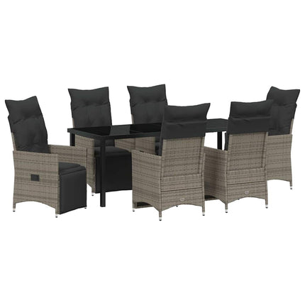 Trädgårdsmöbelset med kudde 7 pcs Grå konstrotting