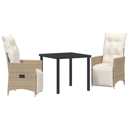 Trädgårdsmöbelset med kudde 3 pcs Beige konstrotting