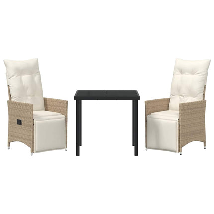 Trädgårdsmöbelset med kudde 3 pcs Beige konstrotting