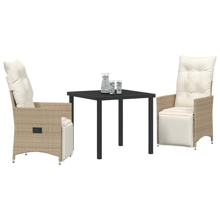 Trädgårdsmöbelset med kudde 3 pcs Beige konstrotting